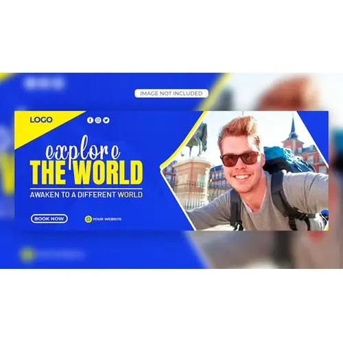 Travel facebook cover banner or personal social media banner design template