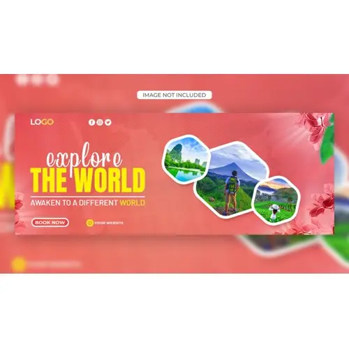 Travel facebook cover banner or personal social media banner design template