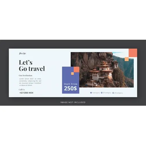 Travel facebook cover page and web banner design template