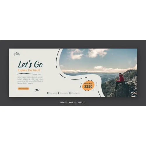 Travel facebook cover page and web banner design template