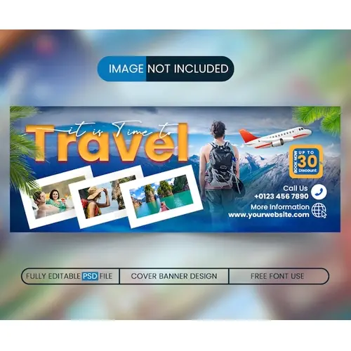Travel Facebook cover social media banner and web banner adventure modern tour tourism poster design