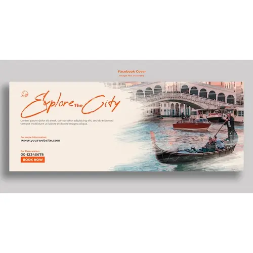 Travel facebook cover with pencil strokes effects