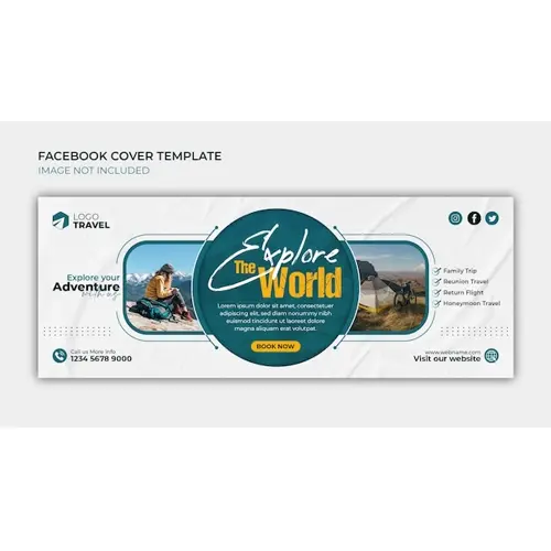 Travel holiday vacation tour promotional facebook cover horizontal banner template