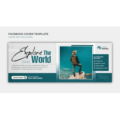 Travel holiday vacation tour promotional facebook cover horizontal banner template