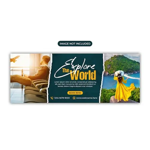 Travel holiday vacation tour promotional facebook cover horizontal banner template
