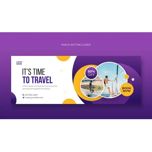 Travel tour social media and facebook cover banner template
