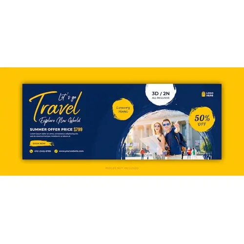 Travel and tourism facebook cover and social media web banner template