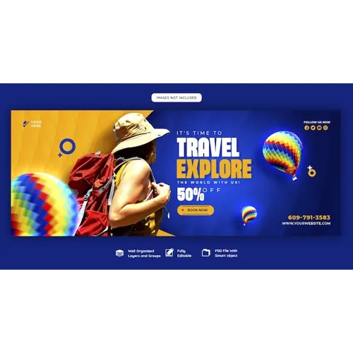 Travel and tourism facebook cover template