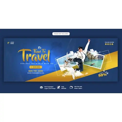 Travel and tourism facebook cover template