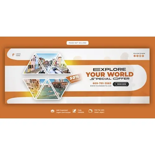 Travel and tourism facebook cover template