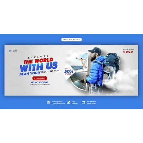 Travel and tourism facebook cover template