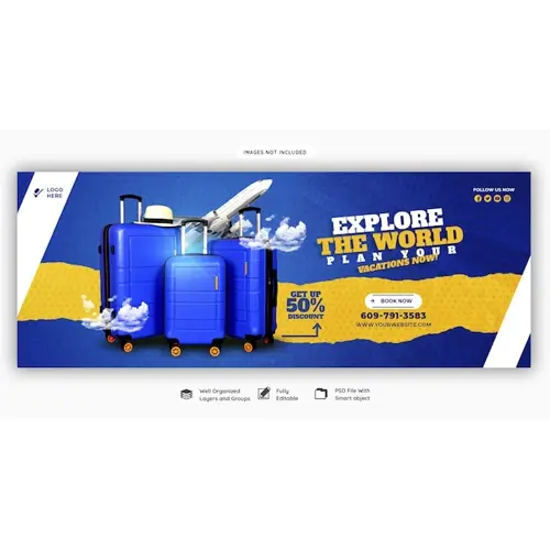 Travel and tourism facebook cover template
