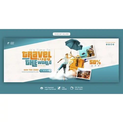 Travel and tourism facebook cover template