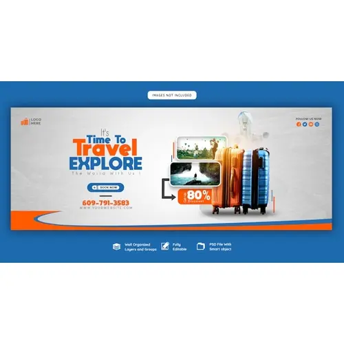 Travel and tourism Facebook cover template