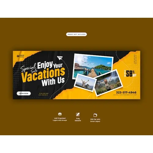 Travel and tourism Facebook cover template