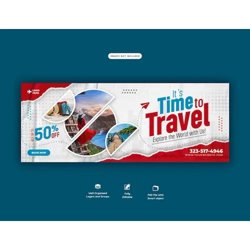 Travel and tourism Facebook cover template