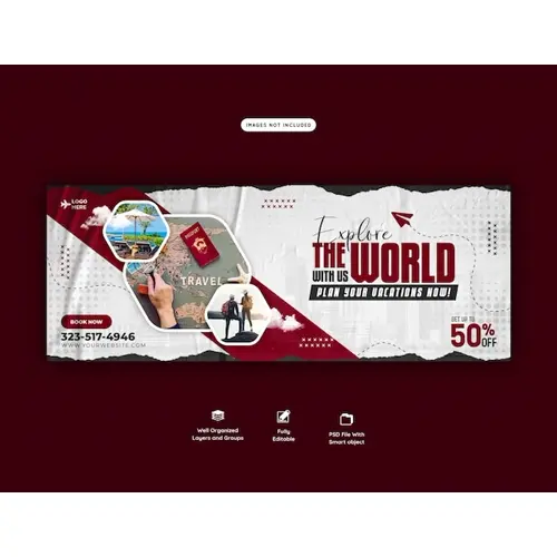 Travel and tourism Facebook cover template