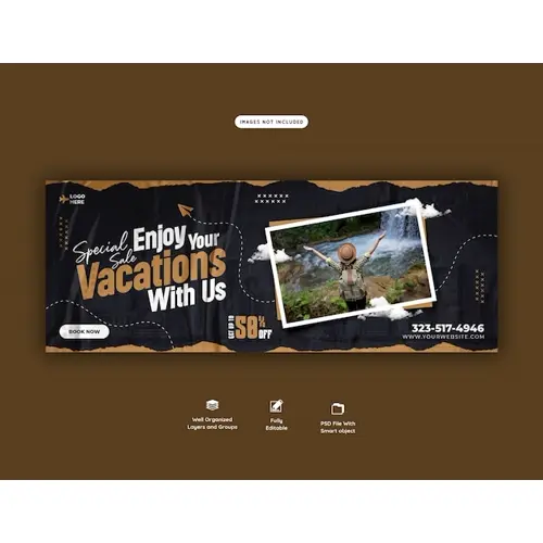 Travel and tourism Facebook cover template