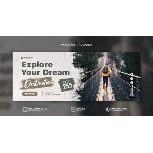 Traveling social media banner and facebook cover template Premium Psd