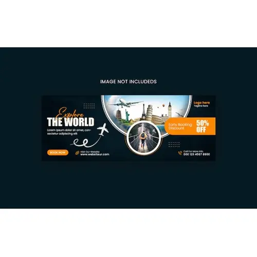 Traveling social media banner and Facebook cover template