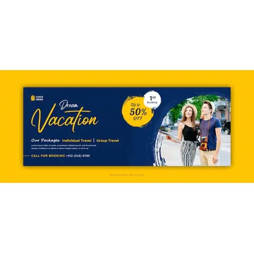 Traveling world facebook cover and social media vacation web banner template