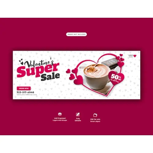 Valentine food menu and restaurant facebook cover template