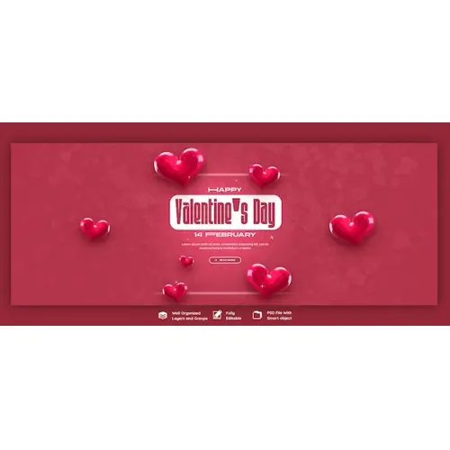 Valentines Day and Super Sale Facebook cover banner template