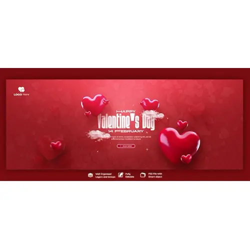 Valentines Day and Super Sale Facebook cover banner template