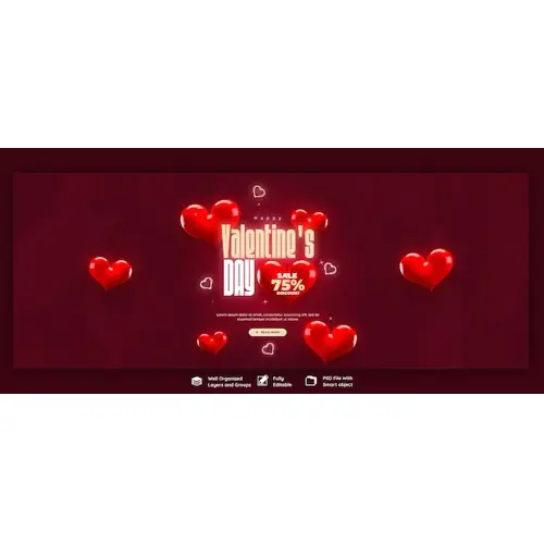 Valentines Day and Super Sale Facebook cover banner template