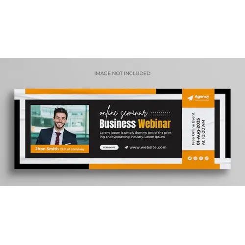 Web banner design for online live webinar business conference Facebook and other social media covers