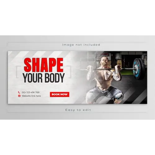 Web banner Gym Fitness workout exercise social media Facebook cover post template design