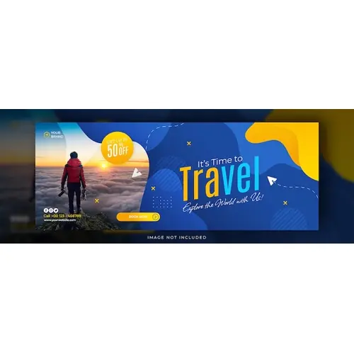 Web banner template with travel and tourism theme can be use for facebook cover template