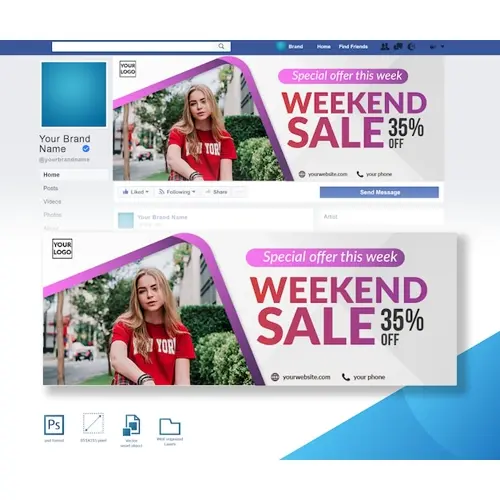 Weekend sale fashion discount offfer Facebook cover design template