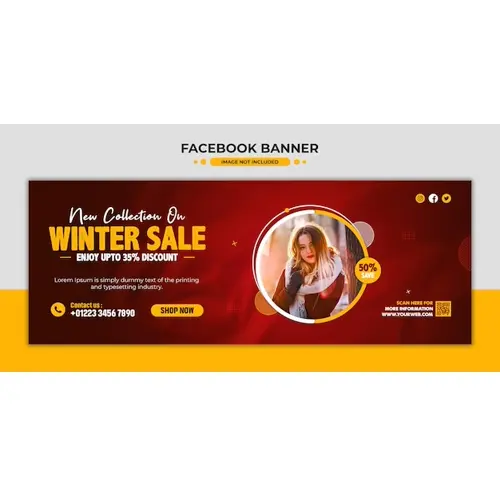Winter fashion sale facebook cover template social media and web banner design