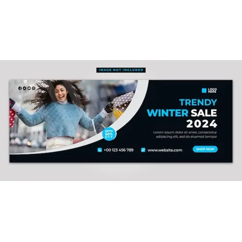 Winter fashion sale Facebook cover template, social media and web banner design