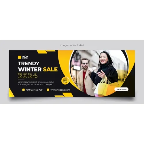 Winter fashion sale Facebook cover template, social media and web banner design