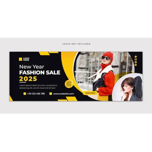 Winter fashion sale Facebook cover template, social media and web banner design
