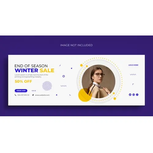 Winter fashion sale social media web banner flyer and Facebook cover design template