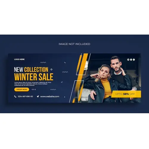 Winter fashion sale social media web banner flyer and Facebook cover design template
