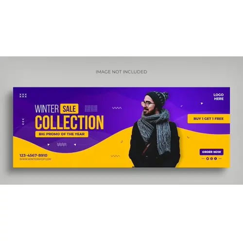 Winter fashion sale social media web banner flyer and Facebook cover photo design template