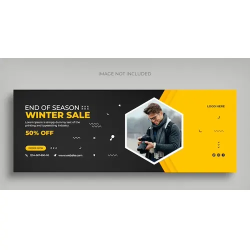 Winter fashion sale social media web banner flyer and Facebook cover photo design template