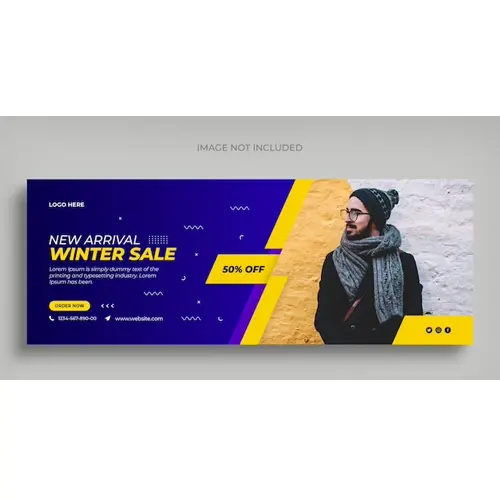 Winter fashion sale social media web banner flyer and Facebook cover photo design template