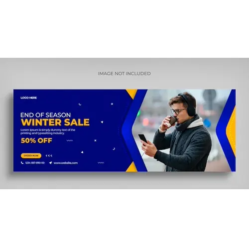 Winter fashion sale social media web banner flyer and Facebook cover photo design template