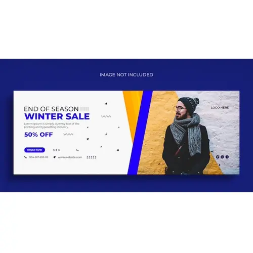 Winter fashion sale social media web banner flyer and Facebook cover photo design template