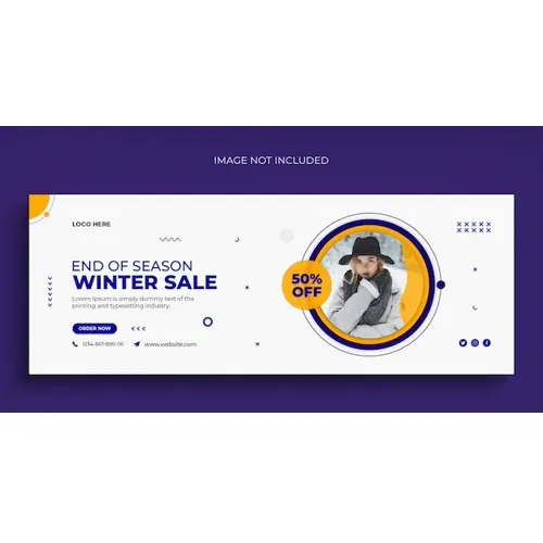 Winter fashion sale social media web banner flyer and Facebook cover photo design template