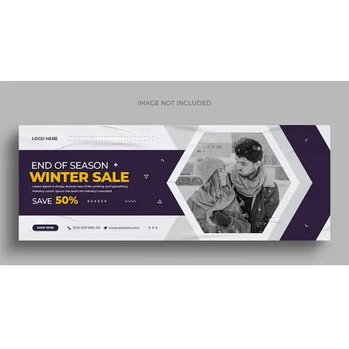 Winter fashion sale social media web banner flyer and Facebook cover photo design template