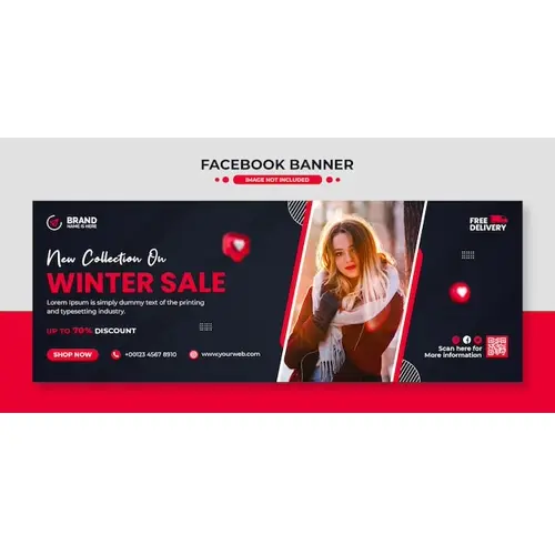Winter new collection fashion sale facebook cover and web banner template