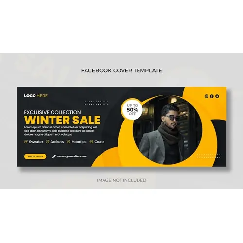 Winter sale social media post horizontal web banner and facebook cover photo template