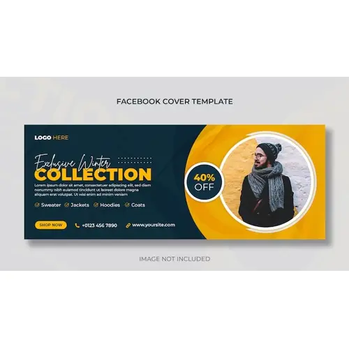 Winter sale social media post horizontal web banner and facebook cover photo template