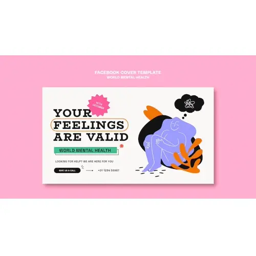 World mental health day facebook cover template